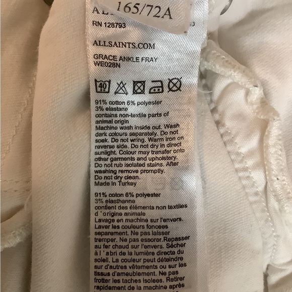 AllSaints Size 29 Grace Women's White Distressed Jeans. Preloved - Picture 9 of 12